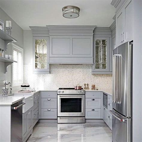 kitchen with gray cabinets